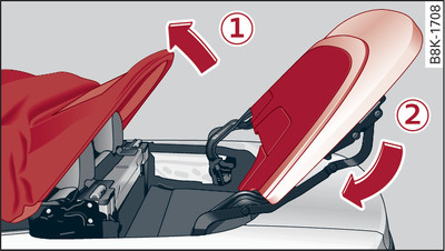 Rear of vehicle: Folding in the storage box lid